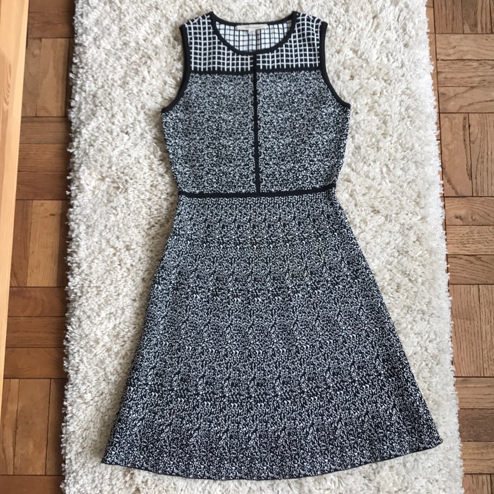 Black and White Patterned A-Line Dress